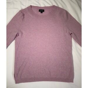J.Crew Womens 100% Cashmere Crewneck 3/4 Sleeve Sweater Orchid Pink Heathered S